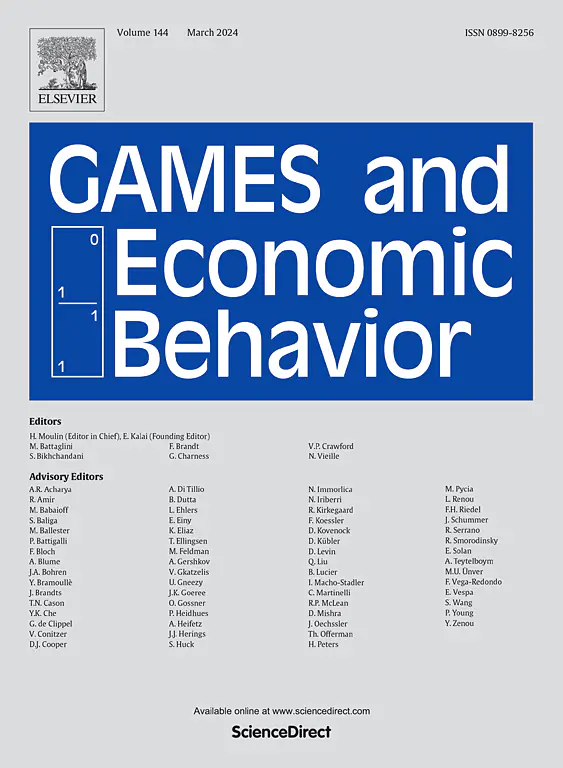 Cover image of Games and Economic Behavior.