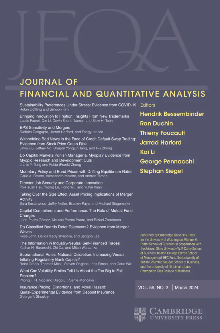 Cover image of the Journal of Financial and Quantitative Analysis.